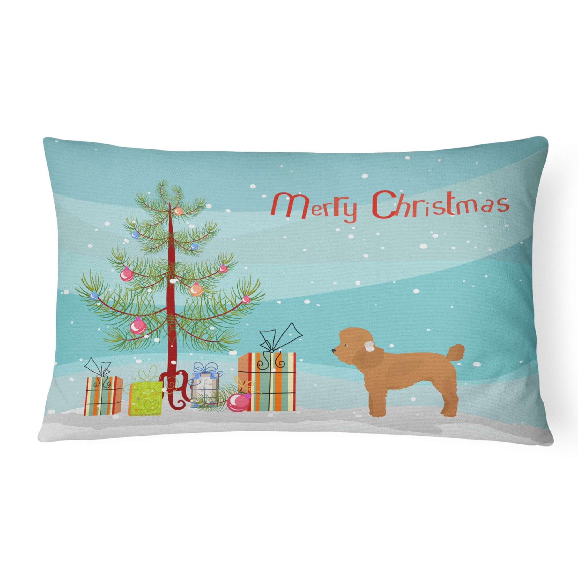Toy Poodle Christmas Tree Canvas Fabric Decorative Pillow